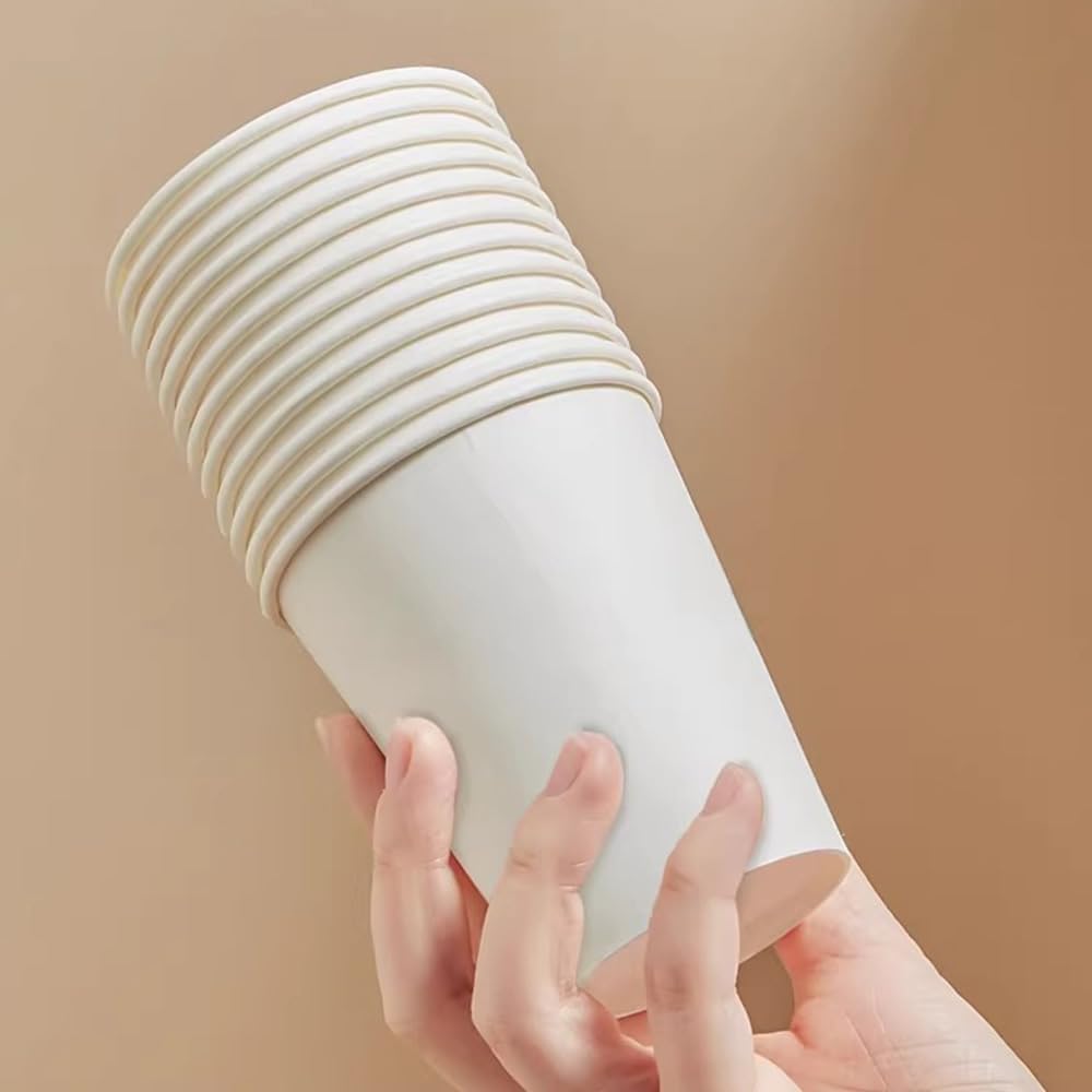 100 Count 12 oz Disposable Paper Cups - Leak-Proof Hot & Cold Drink Cups for Coffee, Tea, and Beverages - Ideal for Office, Cafes, Parties, and Takeout