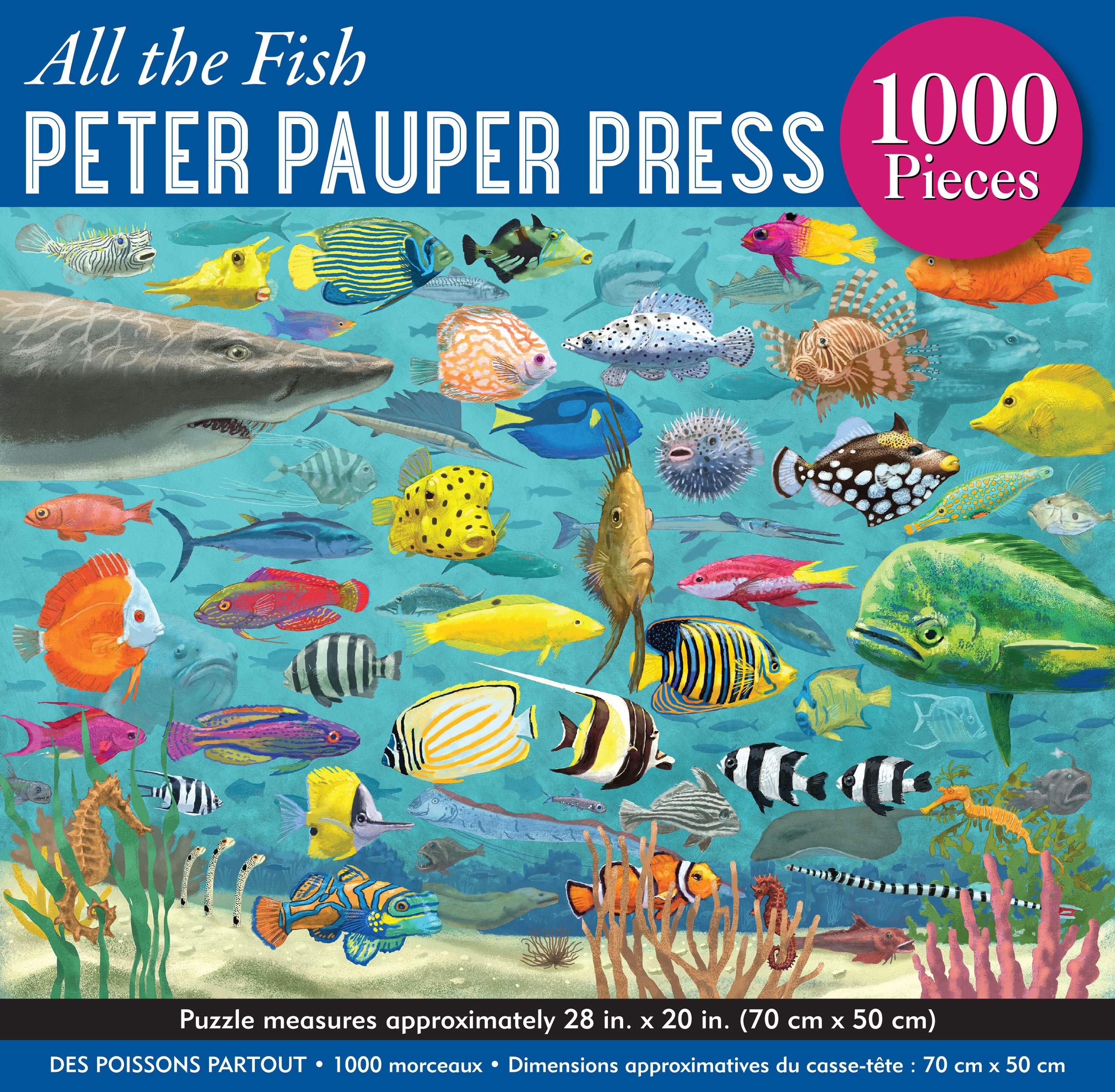 PETER PAUPER PRESS All The Fish 1000 Piece Jigsaw Puzzle - Colorful Ocean Life Puzzle for Adults & Teens - Perfect for Family Game Night & Stress Relief