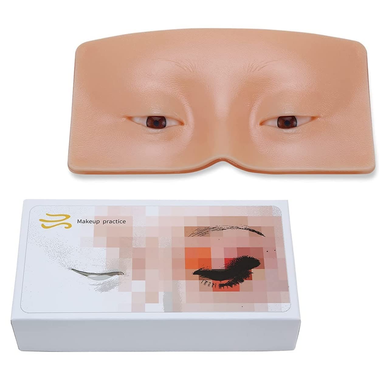 LIBAH 5D Realistic Silicone Makeup Practice Board - Reusable Bionic Skin Mannequin for Eyes, Eyelash & Eyebrow Training | Professional Makeup Artist Tool for Beginners & Students | Perfect for Salon Practice, Beauty School & Home Makeup Learning (White)