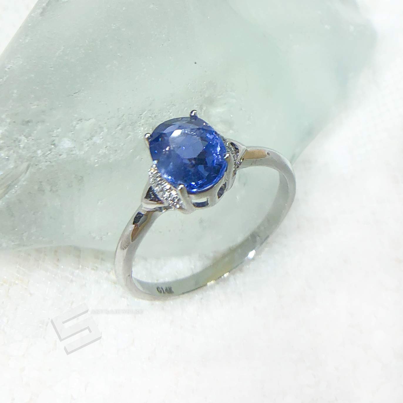Certified Cornflower Blue Sapphire and Diamond 14KT Solid Gold Engagement Ring - Size 6.5, Promise Ring for Women, Perfect for Anniversaries, Proposals & Special Occasions