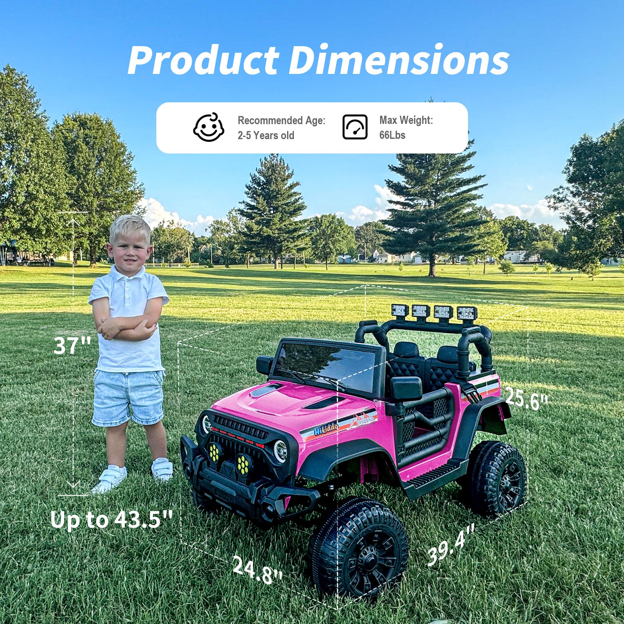 12V 7Ah 4WD Kids Electric Ride-On Truck with Remote Control - Pink | Toddler Toy Car for Boys & Girls | Perfect for Indoor Play & Outdoor Backyard Fun