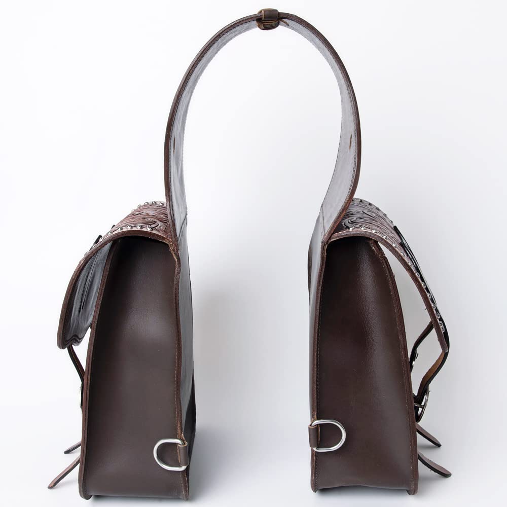 HILASON Soft Leather Horse Saddle Bag Brown | Western Equestrian Saddle Bag with Adjustable Closure | Durable Riding Accessory for Trail Riding, Horse Shows & Ranch Work