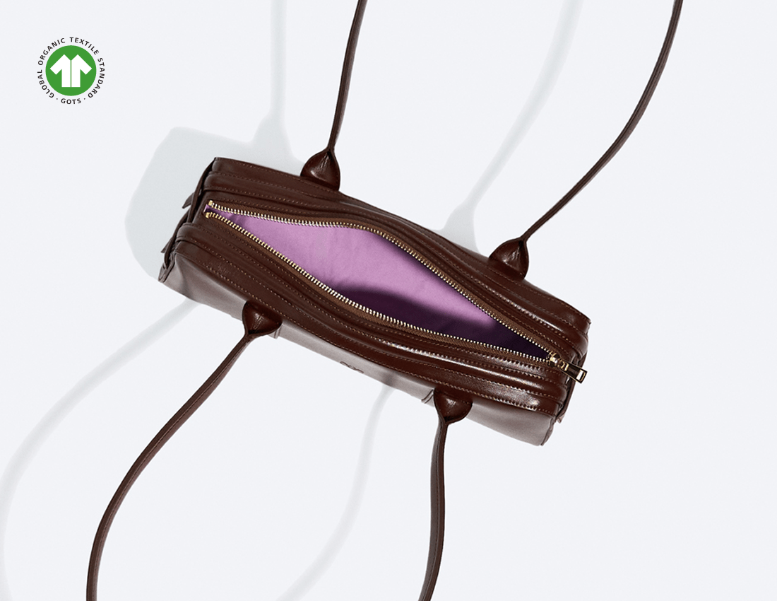 Paquin Vegan Italian Grape Leather Shoulder Bag for Women | Eco-Friendly Crossbody Purse | Sustainable Fashion Accessory for Work, Travel & Everyday Use | Cocoa Brown