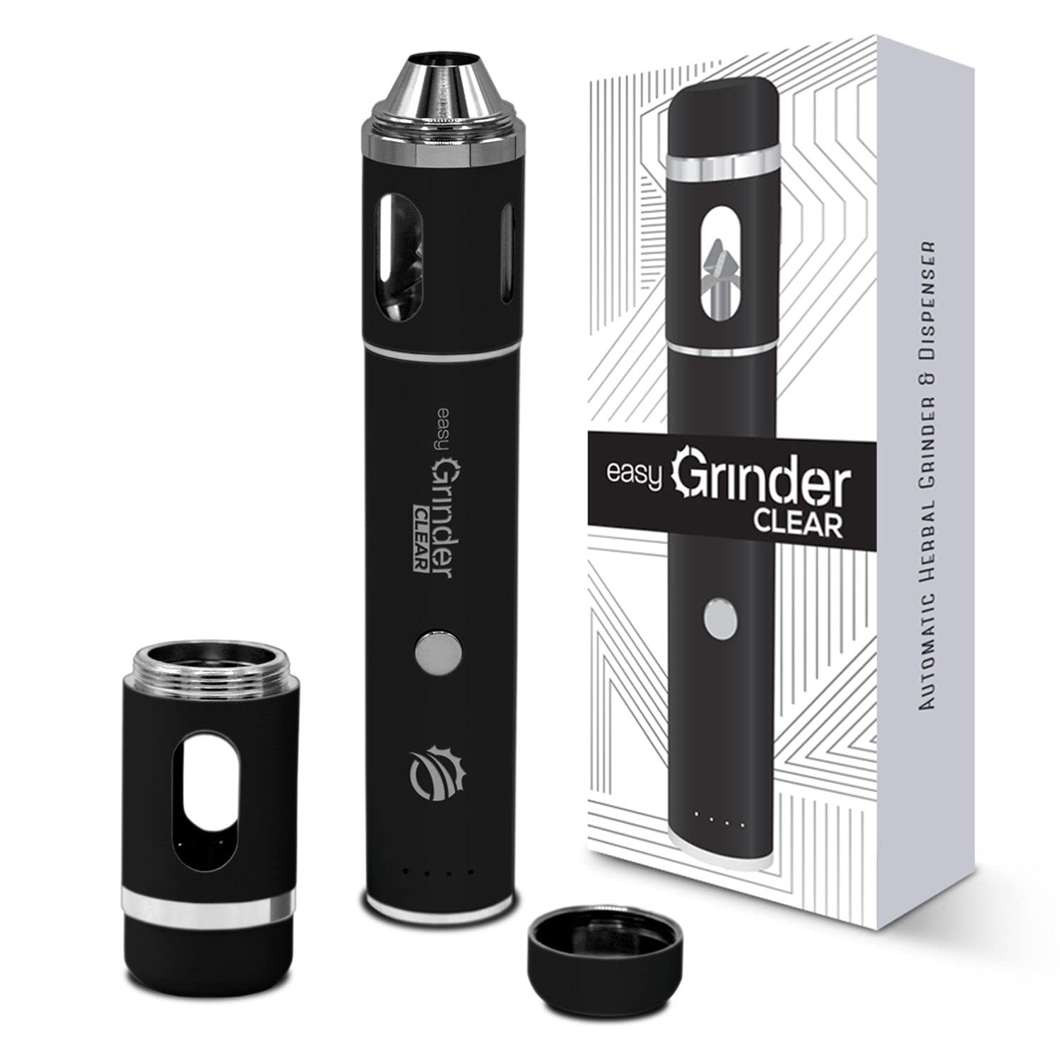 Premium USB Rechargeable Electric Herb Grinder - Clear Glass with Stainless Steel Blades for Coffee, Pollen & Spices | Perfect for Home Kitchens, Camping & Travel