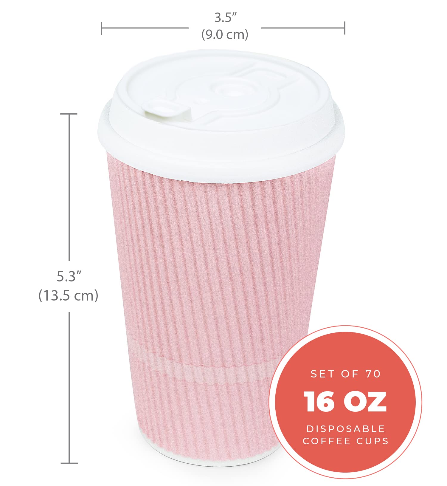 **16 oz Disposable Coffee Cups with Lids - 70 Pack Insulated Travel Cups for Hot & Cold Drinks, Leak-Proof & Heat Resistant - Perfect for Office, Cafes, and On-the-Go Coffee Lovers**