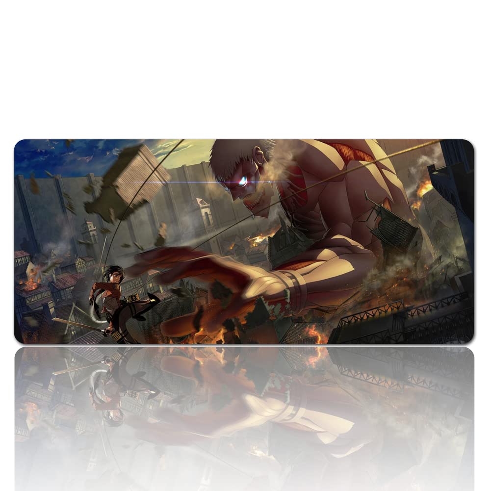 Large Gaming Mouse Pad - Non-Slip Rubber Base with Attack On Titan Design | Waterproof Desk Mat for Keyboard & Mouse (60x30cm) | Perfect for PC Gaming, Office Work & Home Computer Setup