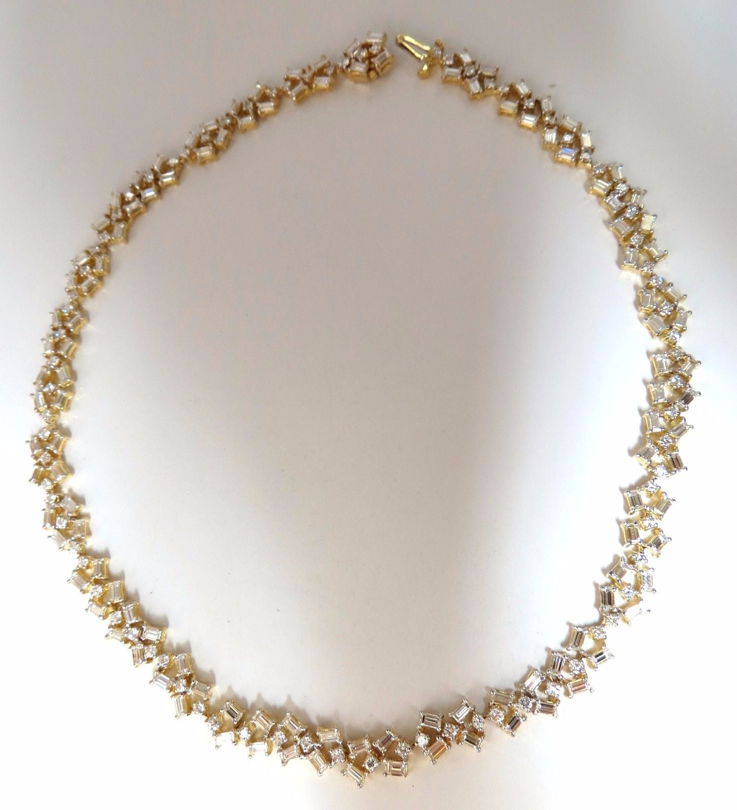 15.00ct Diamond Baguette & Round Eternity Riviera Necklace in 18K Gold - Perfect for Weddings, Anniversaries & Special Occasions