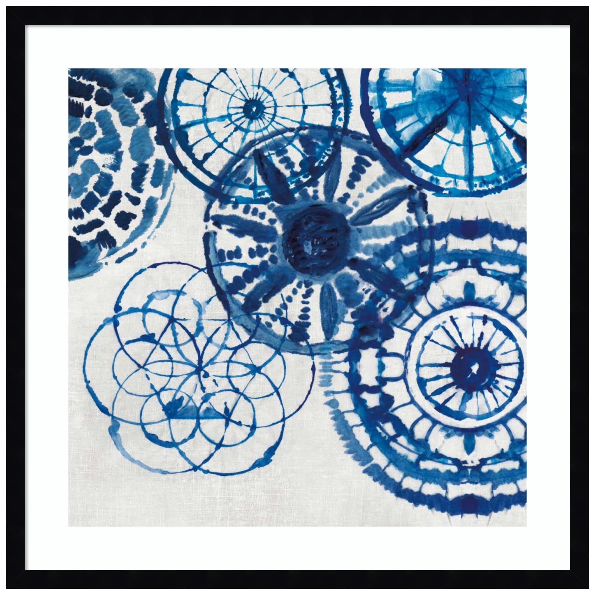 Amanti Art Wood Framed Wall Art Print - Shibori Rings II by Aimee Wilson - 25x25 Inches - Svelte Noir Black Frame - Modern Home Decor for Living Room, Bedroom & Office