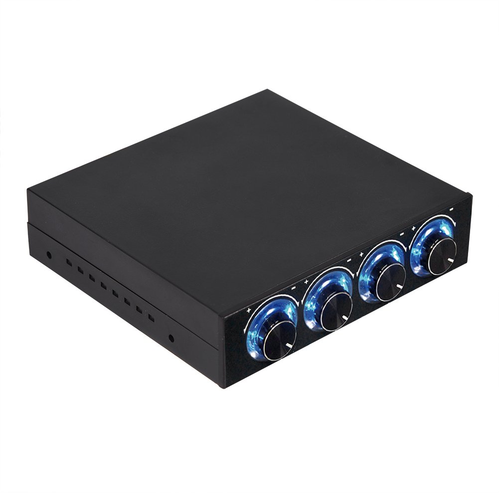 4 Channel PC Fan Speed Controller - Adjustable Computer Cooling Fan Heat Sink with Blue LED for Gaming PC, Workstation & Server Cooling System