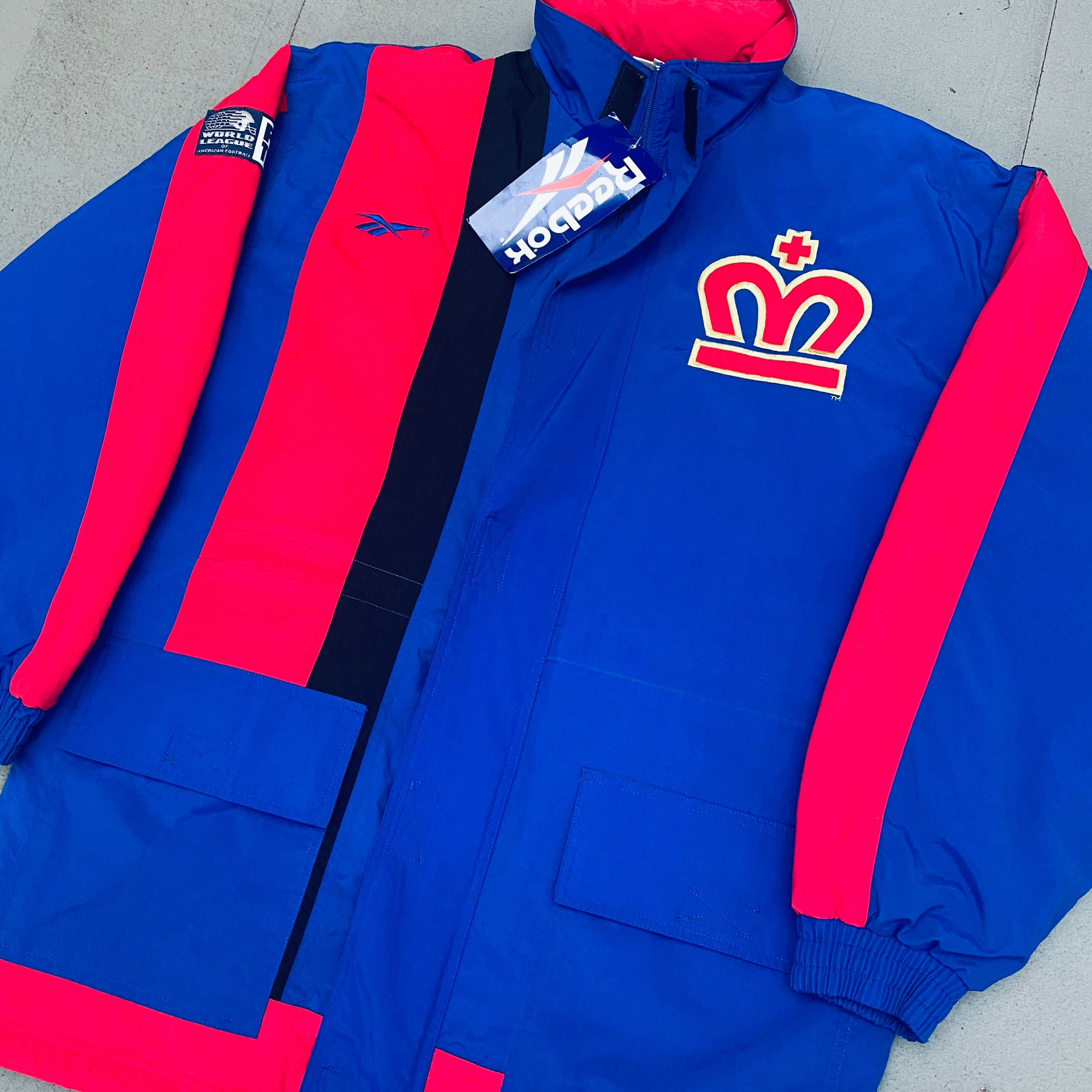 WLAF: London Monarchs 1995 Reebok Pro Team Fullzip Trench Coat (M/L)   BNWT!