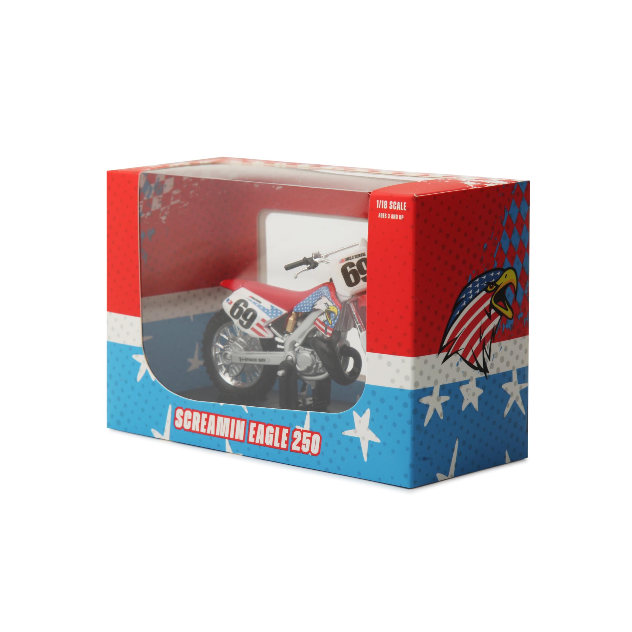 Screamin Eagle 250 Replica Collectible Dirt Bike - 1:10 Scale Model for Motorcycle Enthusiasts - Perfect for Display, Gifts, and Off-Road Racing Fans