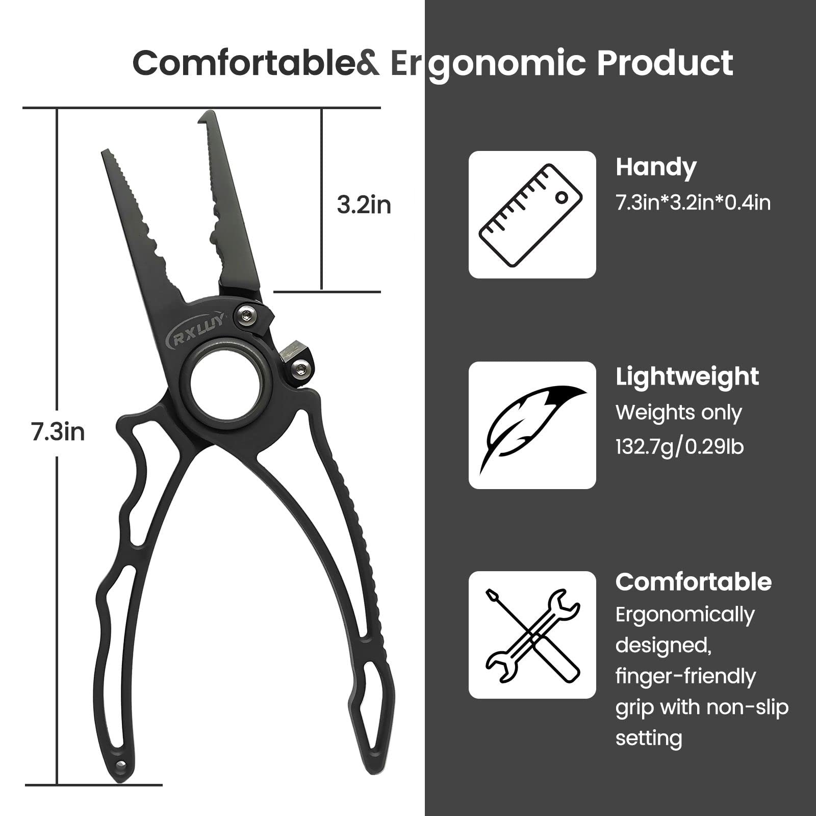 Premium Titanium Fishing Pliers - Saltwater Fishing Gear with Tungsten Cutters & Split Ring Hook Remover | Knot Tying Tool with Lanyard | Ideal for Ice Fishing, Sea Fishing & Gifts for Anglers | Perfect for Offshore, Inshore & Freshwater Fishing Adventures