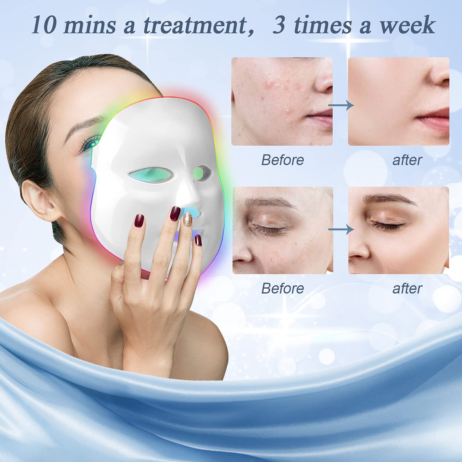 LED Photon Therapy Face Mask - 7 Color Light Therapy for Skin Rejuvenation & Anti-Aging | At-Home Facial Care Device for Acne, Wrinkles & Glowing Skin