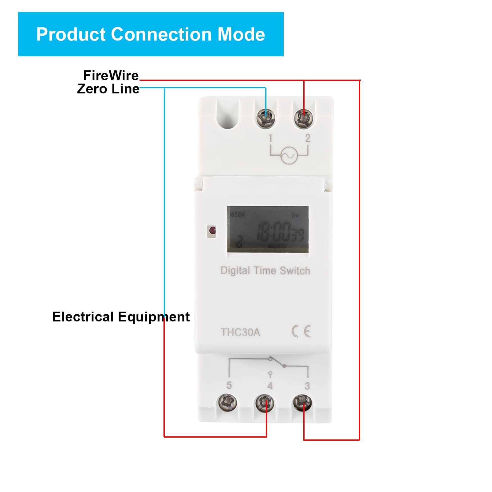YWBL-WH 30A DIN Rail Digital Timer Switch - Programmable LCD Time Relay for 110V Electrical Control | Perfect for Home Automation, Industrial Equipment & HVAC Systems