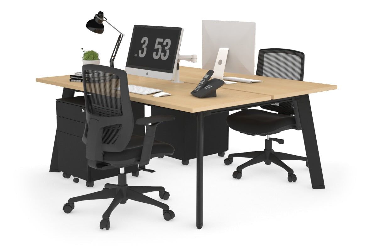 2-Person Workstation with Black Frame - 1200L x 700W Office Desk for Collaborative Workspaces | Perfect for Home Office, Coworking Spaces & Team Projects