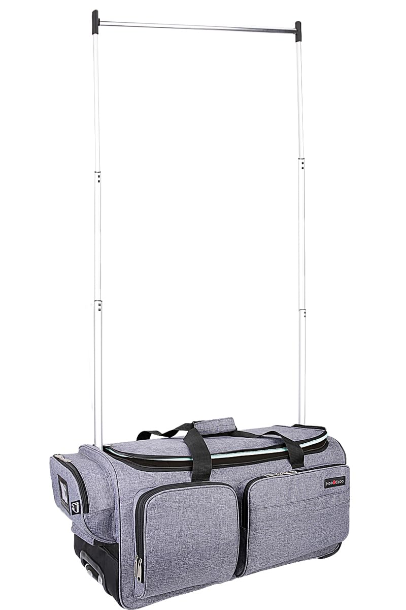 28-Inch Collapsible Rolling Dance Duffel Bag with Garment Rack - Wheeled Upright Luggage for Travel & Dance Competitions (Grey) | Perfect for Ballet, Ballroom & Costume Storage On-The-Go