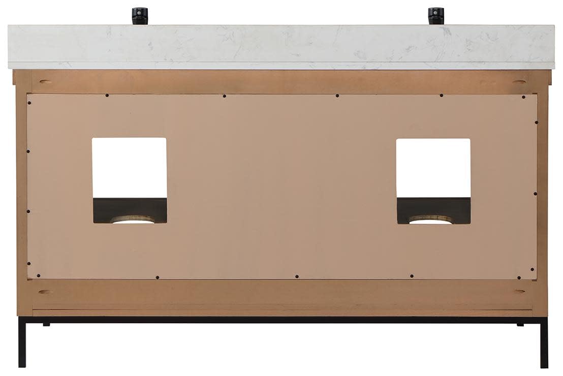 Kesia 60 Inch Double Sink Bathroom Vanity Set in Black Oak - Modern Bathroom Furniture for Master Bath & Guest Bath Remodel (No Mirror Included)