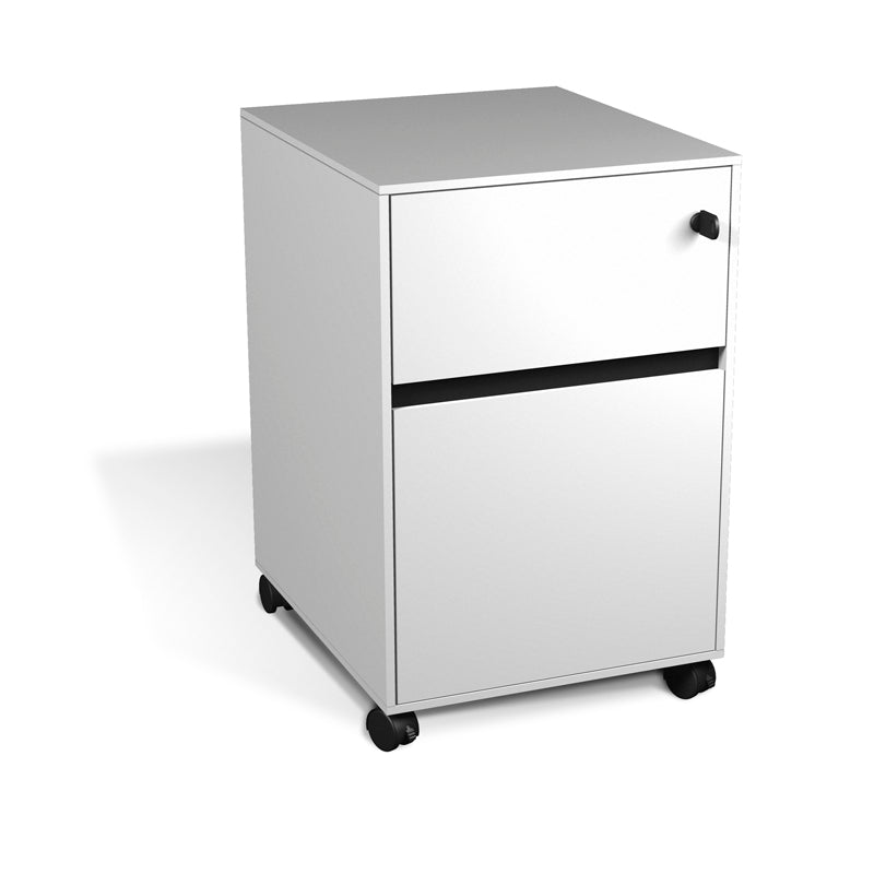 400 Series Wooden Mobile Pedestal with 1 Supply Drawer & 1 Hanging File - Perfect for Home Office Organization and Document Storage