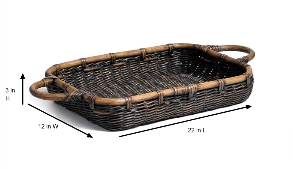 4 Quart Wicker Casserole Basket in Antique Walnut Brown - Perfect for Picnics, Potlucks & Farmhouse Kitchen Decor