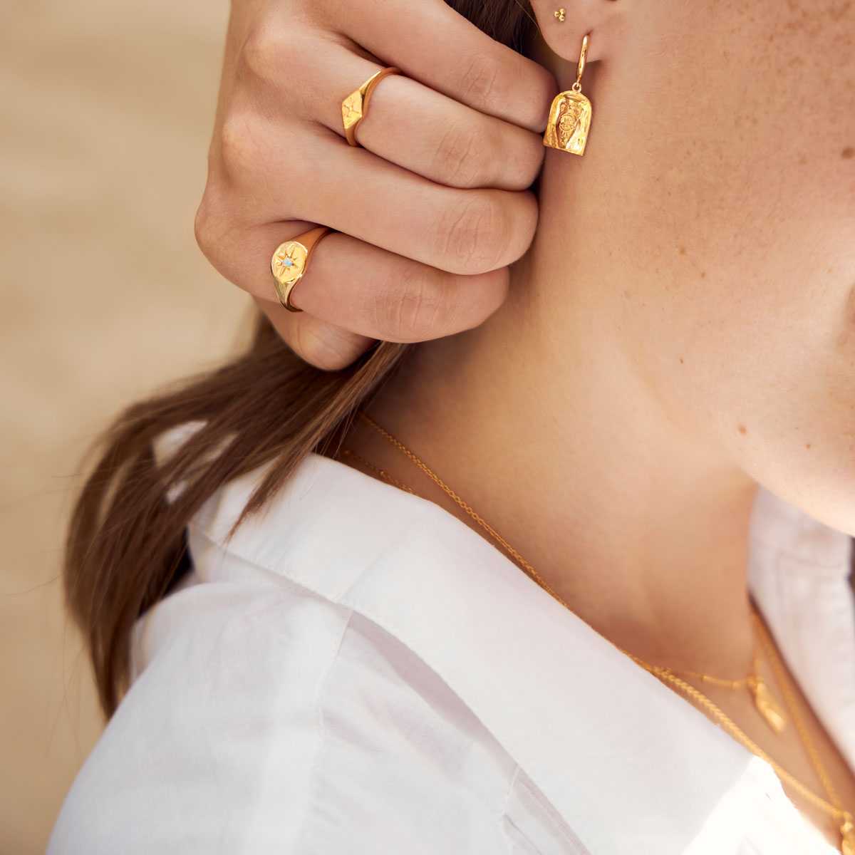 Celestial Diamond Signet Ring - 14K Gold Zodiac Jewelry for Women - Perfect for Gifts, Weddings & Everyday Elegance
