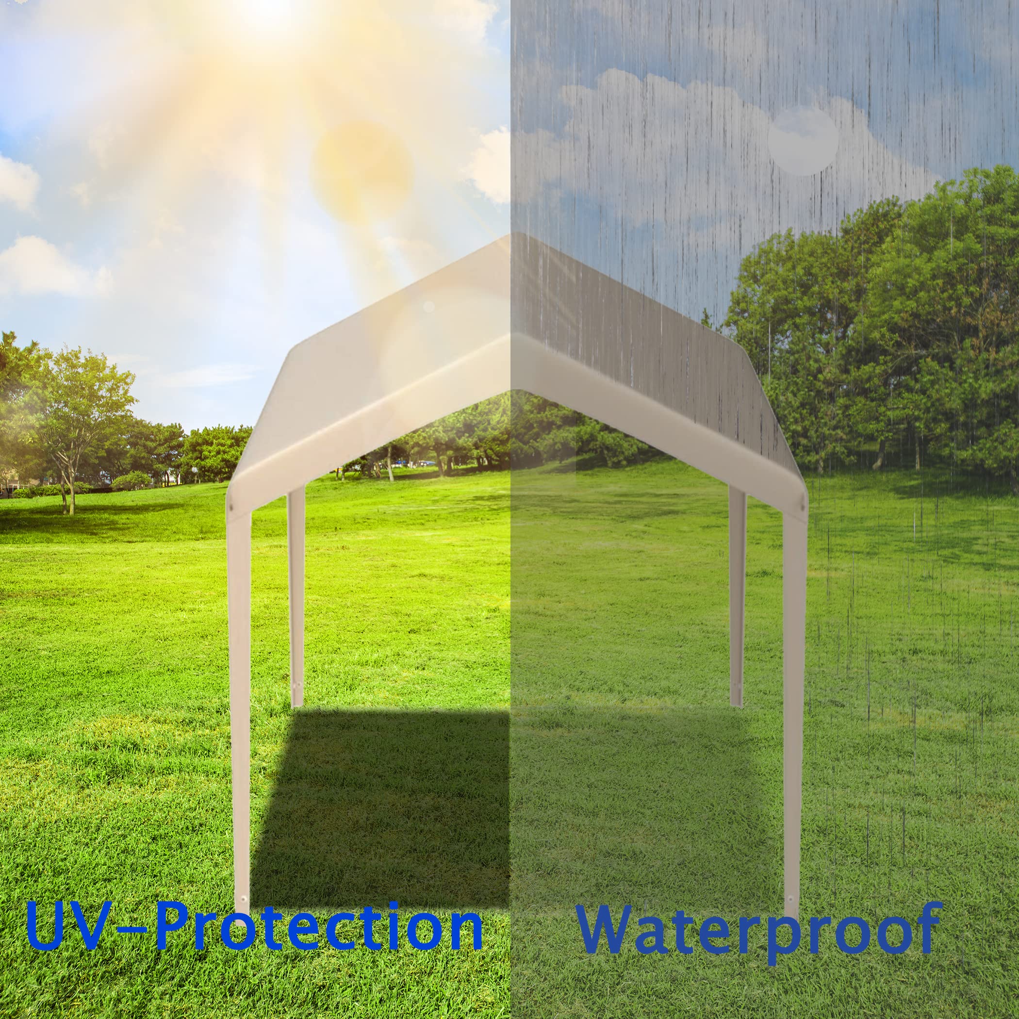 10x20 ft Beige Carport Replacement Canopy - UV Protection & Waterproof Cover for Boats, Parties, Weddings, Gardens & Outdoor Camping - Top Only (Frame Not Included) - Perfect for Outdoor Events, Vehicle Shelter & Backyard Protection