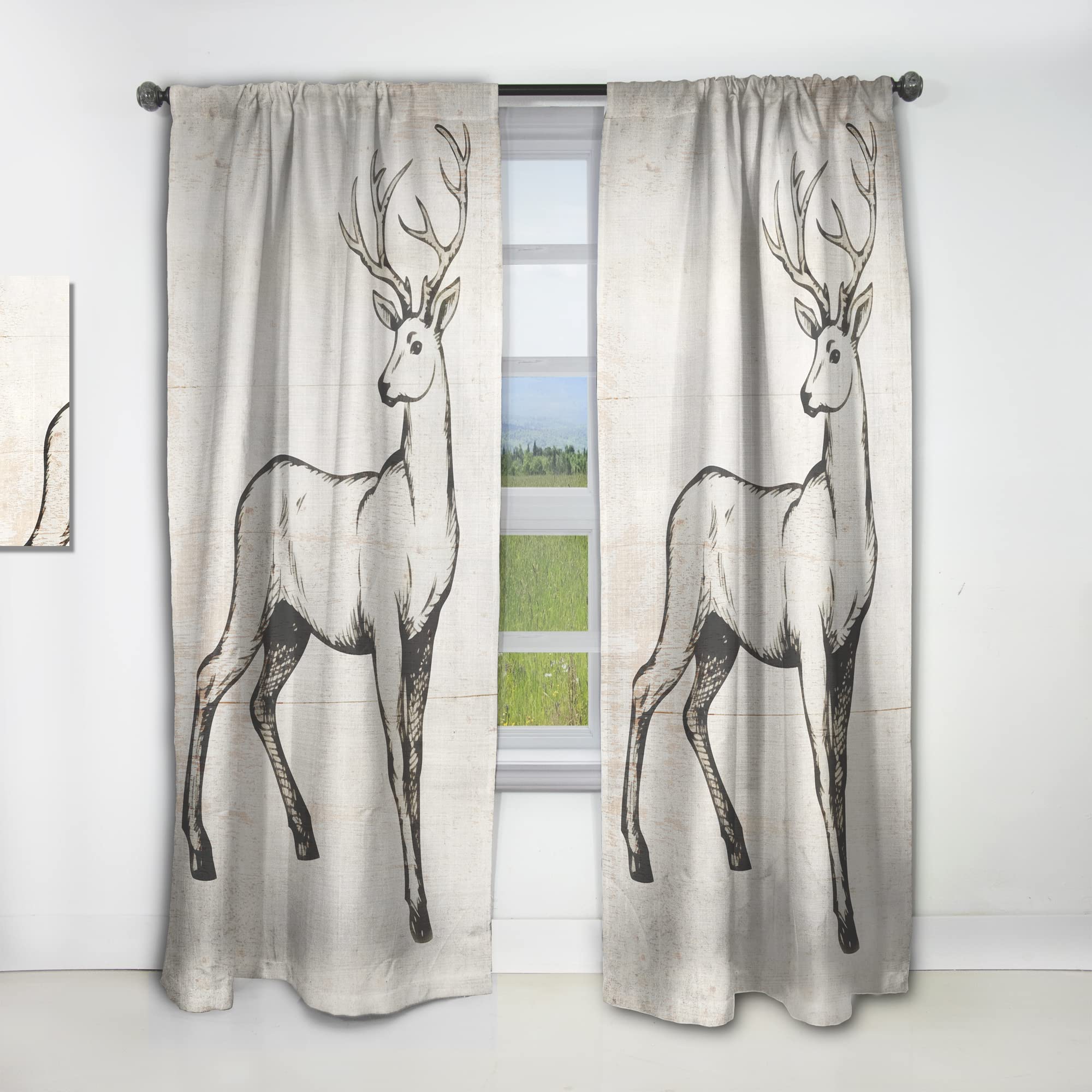 DesignQ 'Deer Wild and Beautiful VI' Thermal Insulated Curtains - Single Panel 52x63 Inches - Elegant Window Treatments for Bedroom & Living Room | Perfect for Home Decor, Privacy & Energy Efficiency