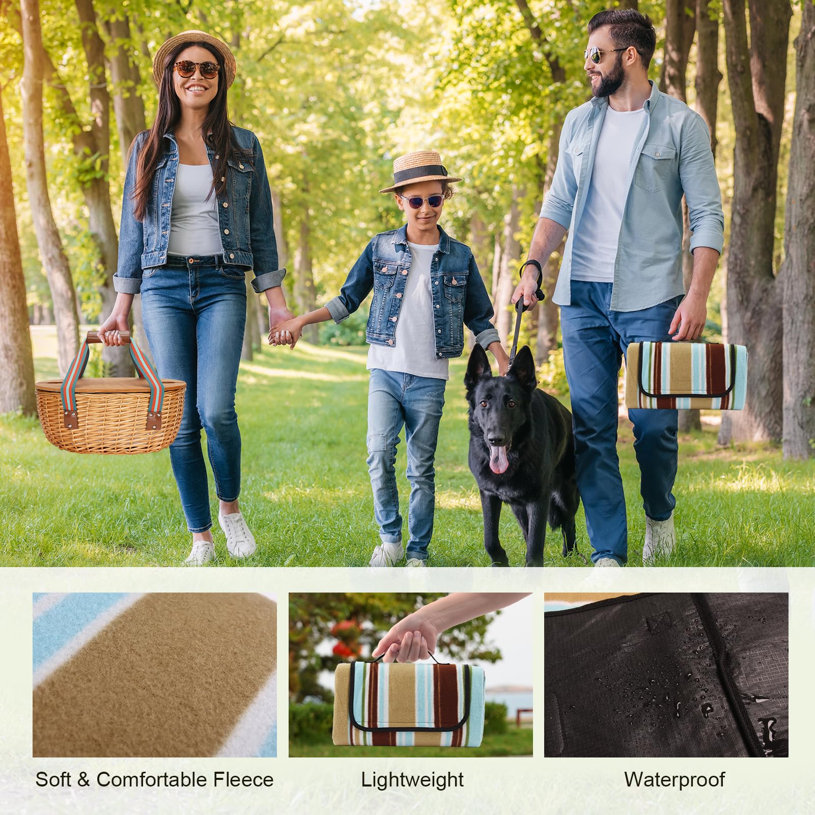 Premium Wicker Picnic Basket for 2 with Insulated Cooler, Blanket & Cutlery Set - Romantic Outdoor Dining Essentials for Couples | Perfect for Beach, Park or Garden Dates - Ideal Christmas Gift