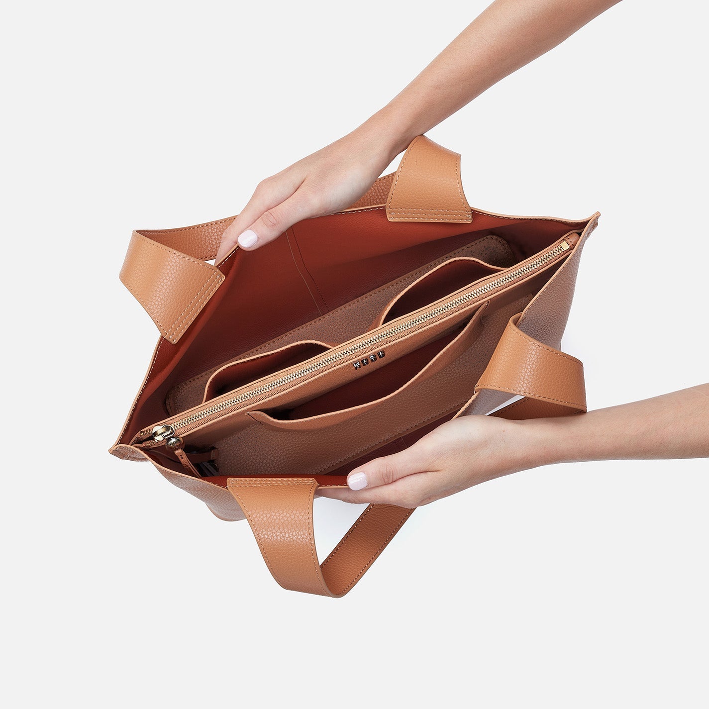 Vida Tote Bag in Micro Pebbled Leather - Biscuit Color | Stylish Women's Handbag for Work, Travel & Everyday Use