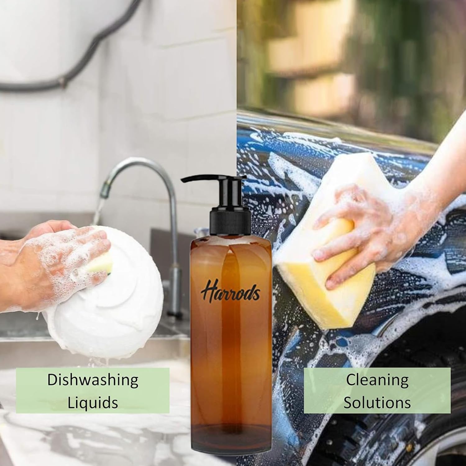 Refillable 250ml Amber Plastic Pump Bottles for Shampoo, Lotion & Soap Dispenser - Pack of 2 Oval Containers with Pumps | Perfect for Bathroom, Salon & Travel Organizers
