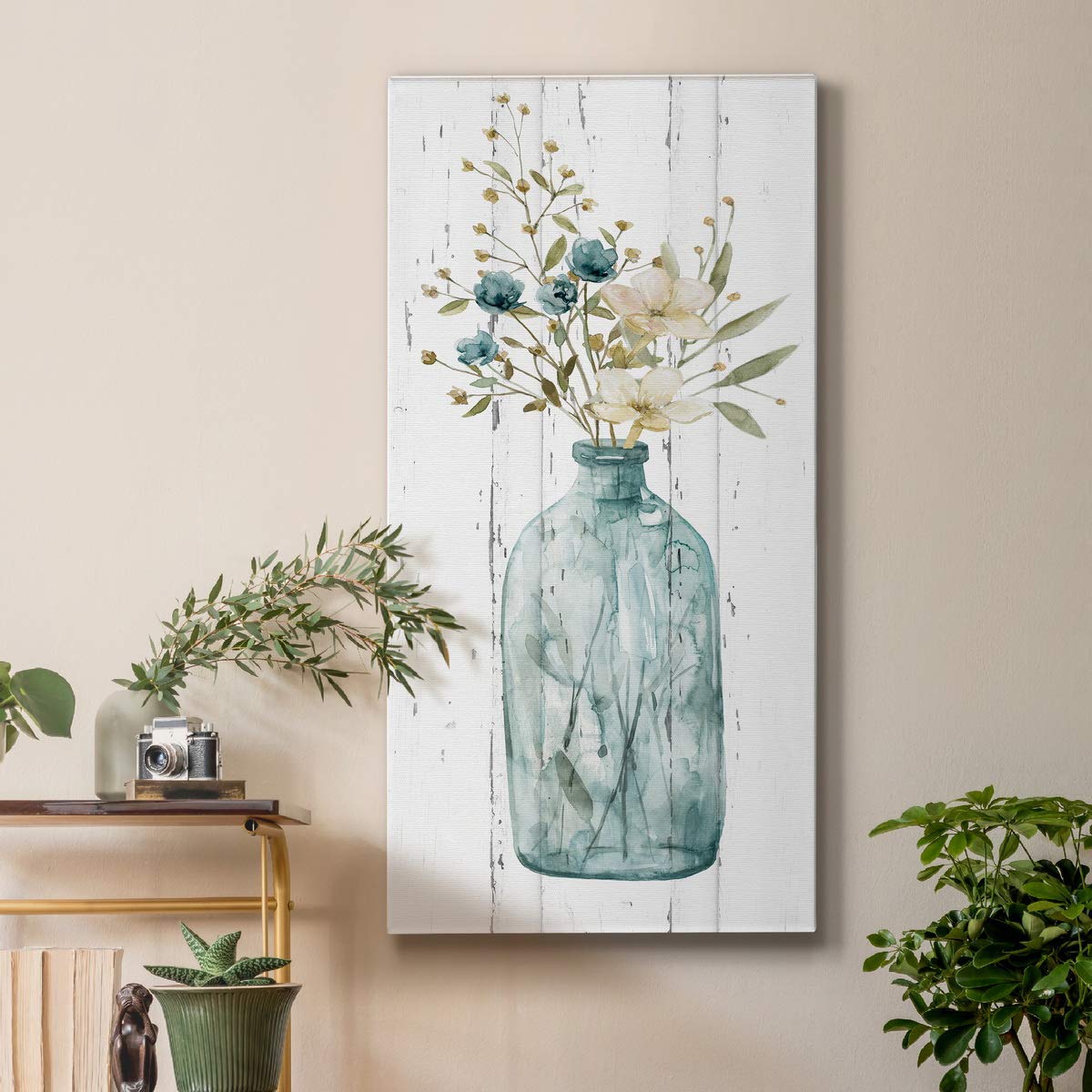 Blue and White Floral Vase Canvas Wall Art - 12