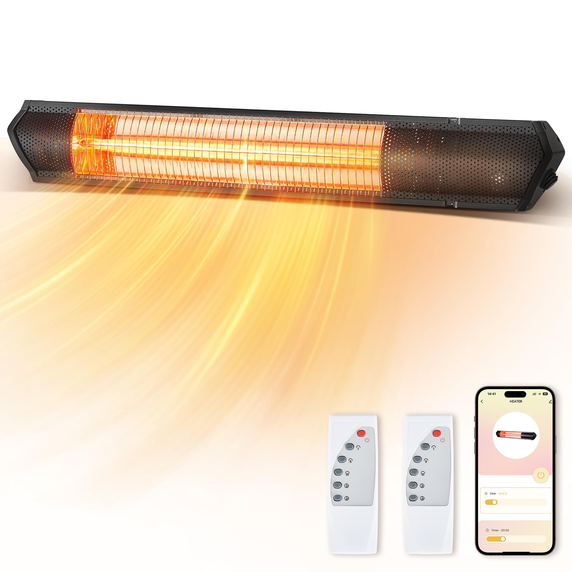 1500W Electric Infrared Outdoor Heater with App Control - 10 Speed Settings & 12H Timer for Patio, Greenhouse, Garage - Perfect for Winter Evenings, Backyard Gatherings, and Outdoor Dining