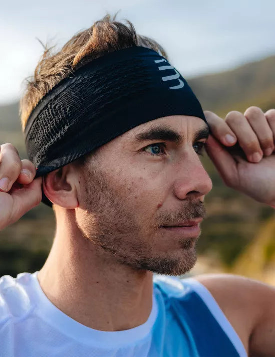 Compressport Unisex Headband On/Off - Sweat-Wicking Sports Headband for Running, Cycling & Workouts - Adjustable & Breathable (Black)