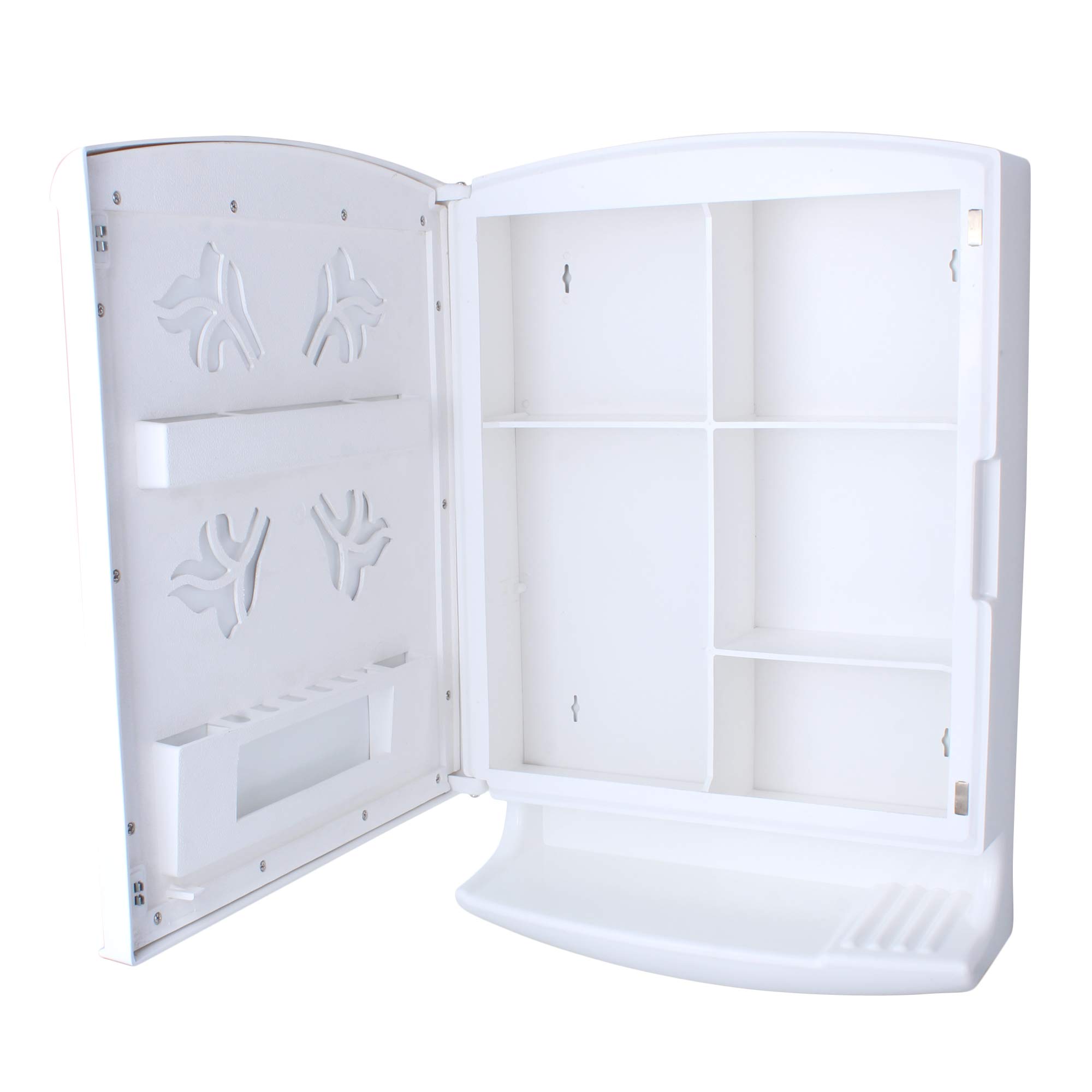 GRAZIA OBBO Wall Mount Bathroom Cabinet with Mirror - White ABS Medicine Storage Organizer for Makeup & Toiletries | Single Door Bathroom Shelves | Perfect for Small Spaces & Apartment Bathrooms