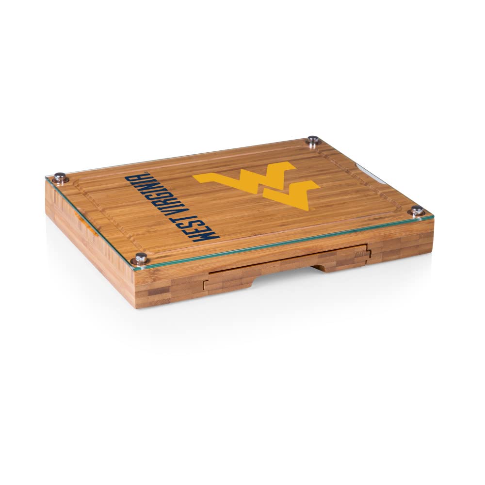 PICNIC TIME NCAA Concerto Glass Top Cheese Board and Knife Set - Bamboo Charcuterie Board with Glass Top Cutting Board for Wine & Cheese Party, Charcuterie Platter, Entertaining, Gift Giving