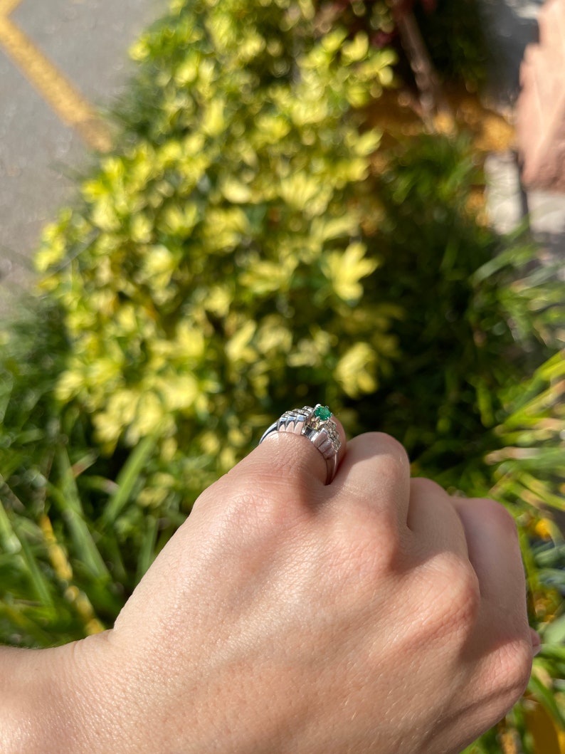 0.88tcw Colombian Emerald Marquise Diamond Cocktail Ring - Elegant Semi-Transparent Jewelry for Women | Perfect for Evening Parties, Weddings & Special Occasions