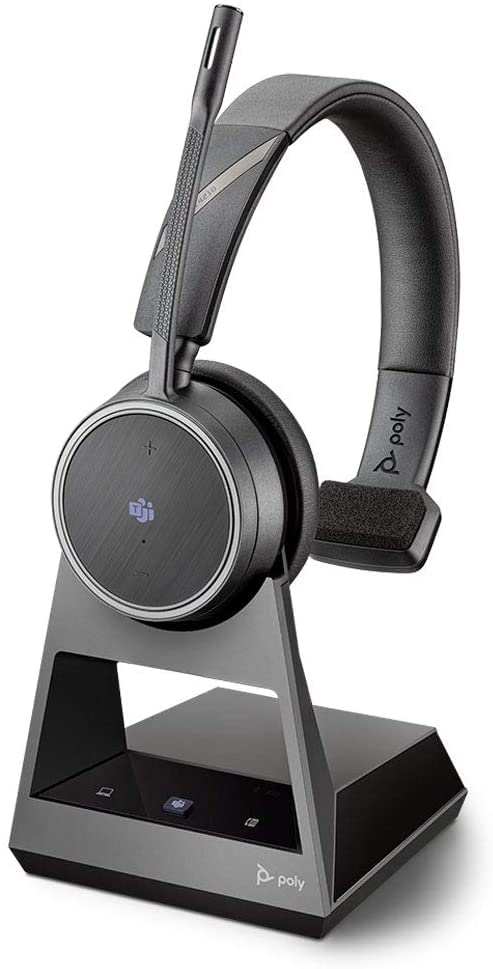 Plantronics Voyager 4210 Office Bluetooth Headset with Two-Way Base USB-A - Noise Cancelling Monaural Headset for PC, Mac & Desk Phone - Certified for Microsoft Teams, Zoom & VoIP Calls - Perfect for Remote Work & Office Communications
