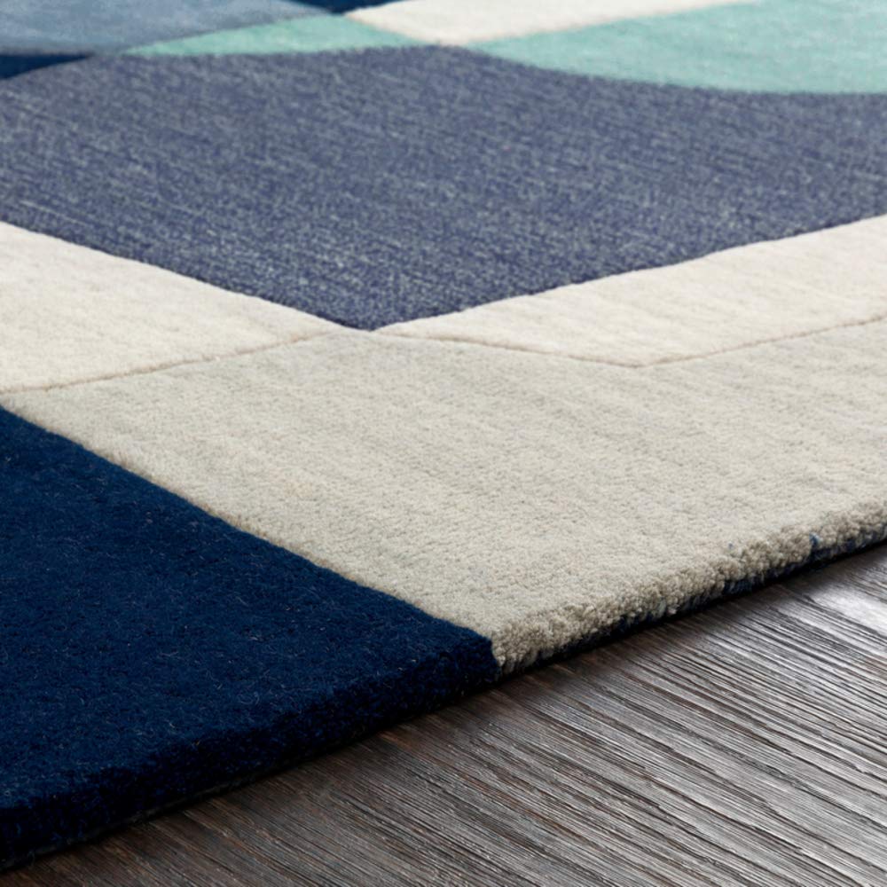 Surya Forum Square Area Rug 4x4 Feet - Soft Modern Blue Indoor Rug for Living Room, Bedroom, Office Decor