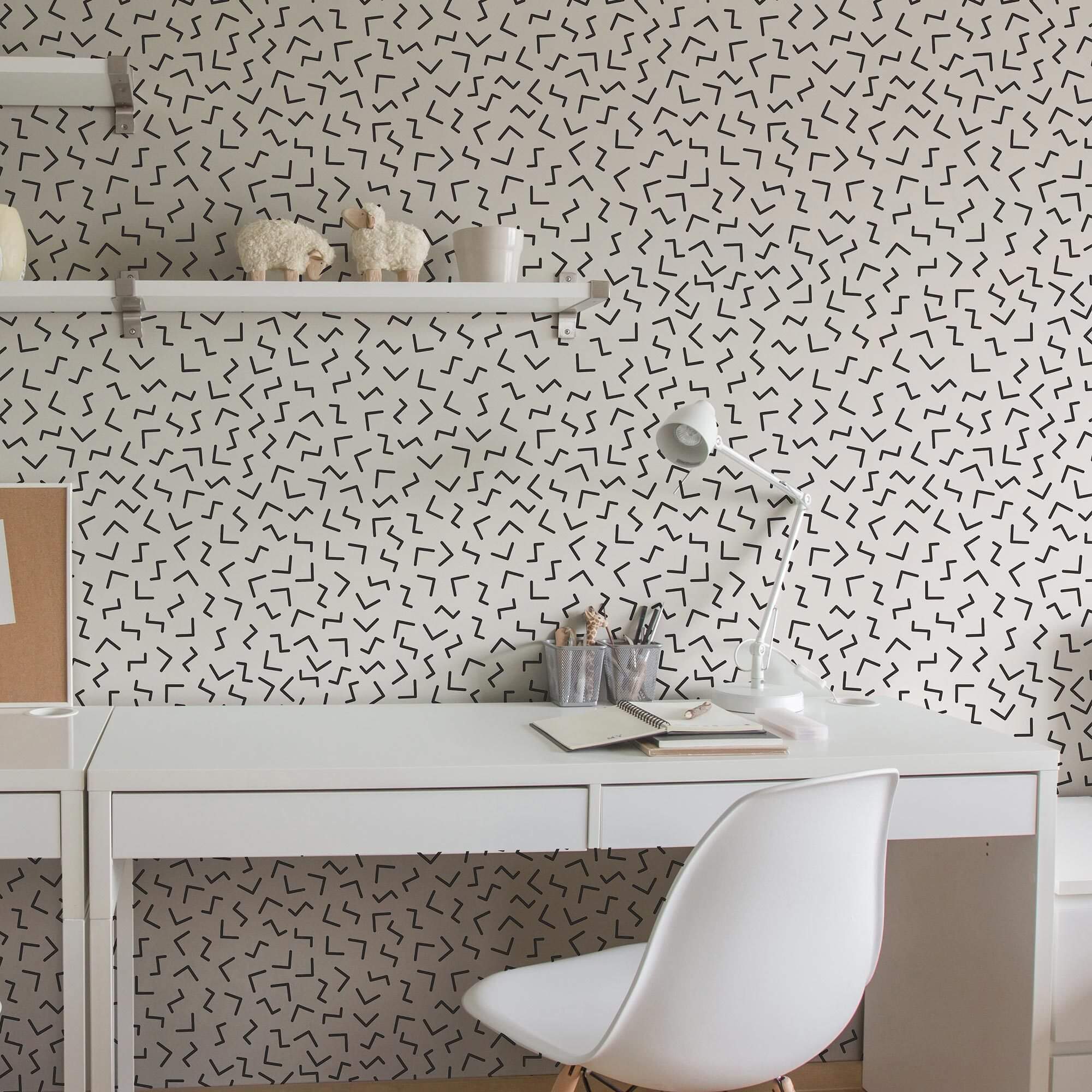 Black Lines Peel and Stick Removable Wallpaper - Self-Adhesive Wall Decor for Bedroom, Living Room, Office - Easy to Install & Remove - 9008 Design