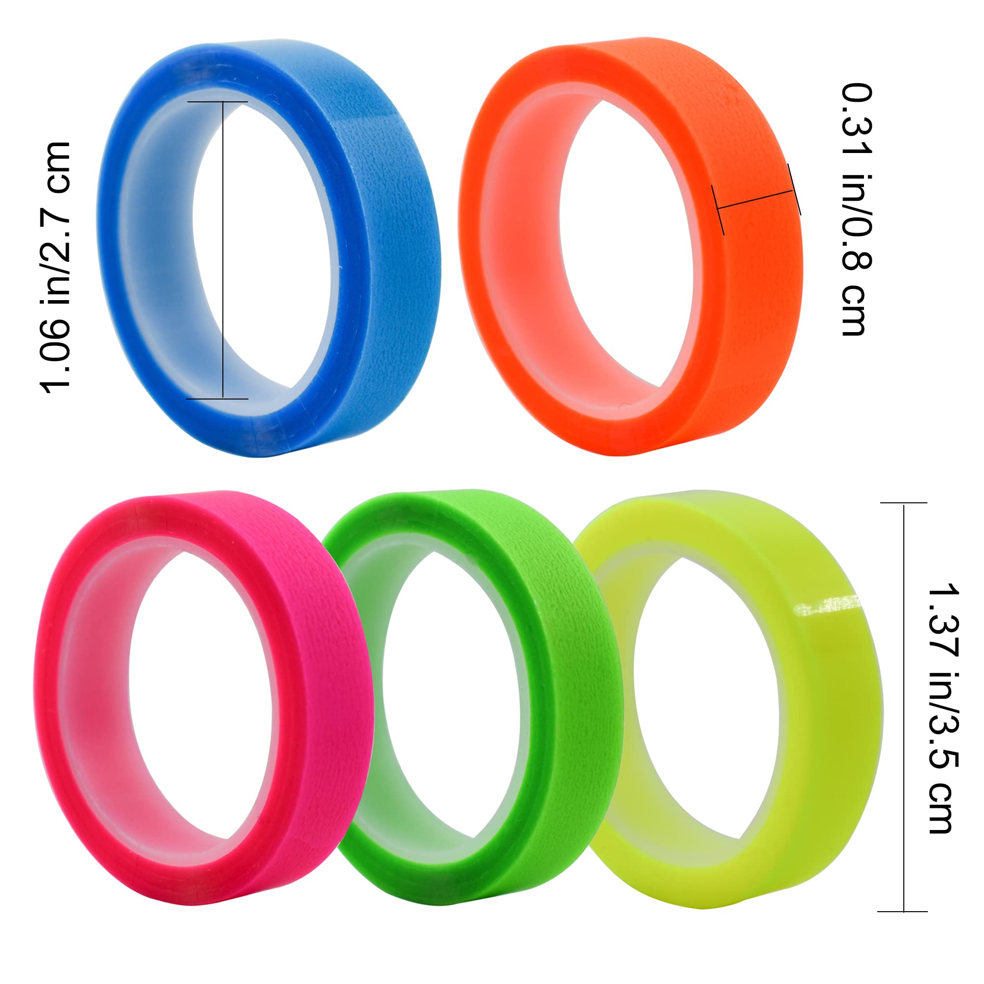 VANRA 5 Rolls Highlighter Tape - Transparent Removable Fluorescent Marking Stickers for Books, Notes & Study (16ft Per Roll) - Perfect for Reading, Class, Office & Bible Study Organization