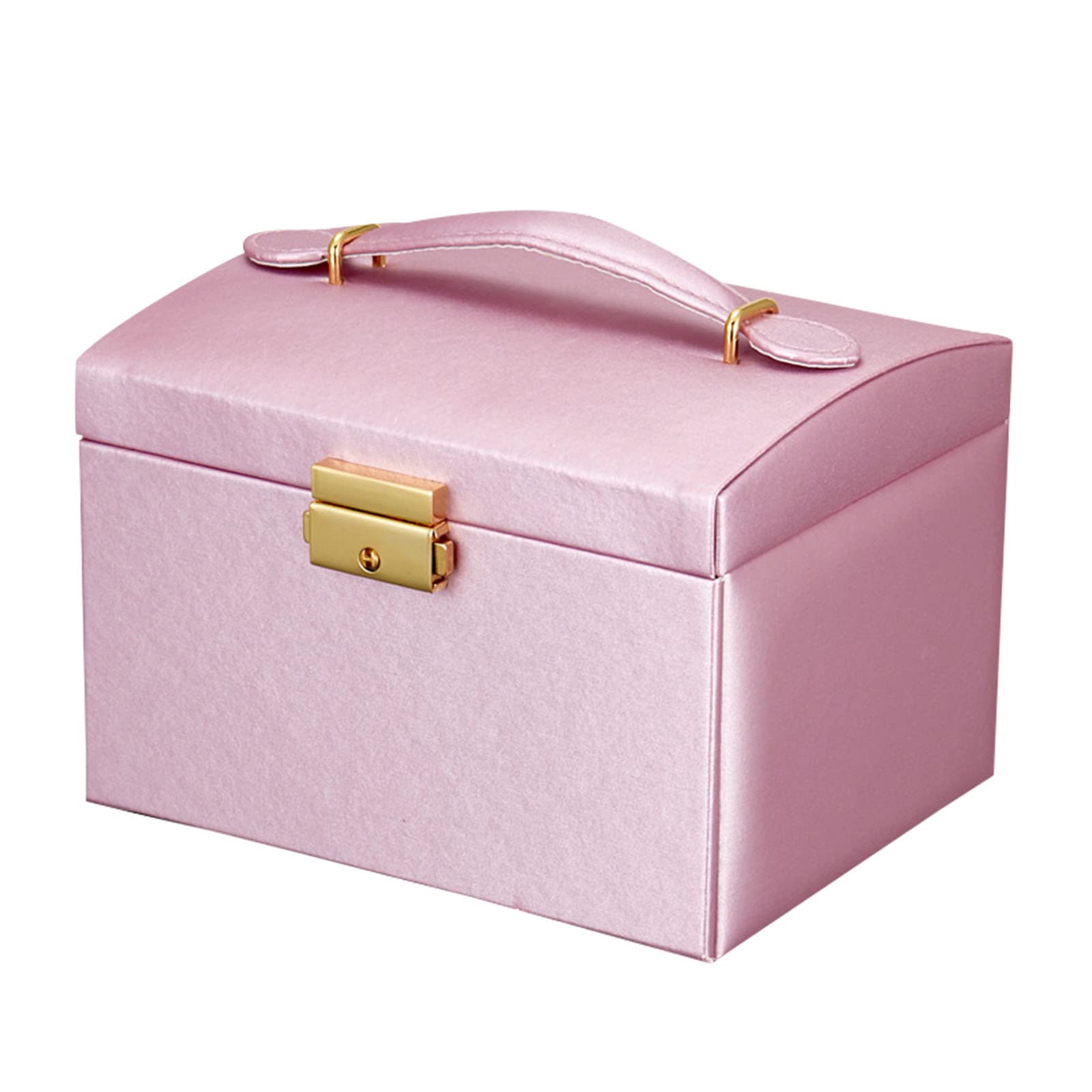 3-Layer Leather Jewelry Box with Lock for Women - XF Jewelry Organizer Storage Case for Necklaces, Rings & Earrings - Perfect for Travel, Home Decor & Gift Giving