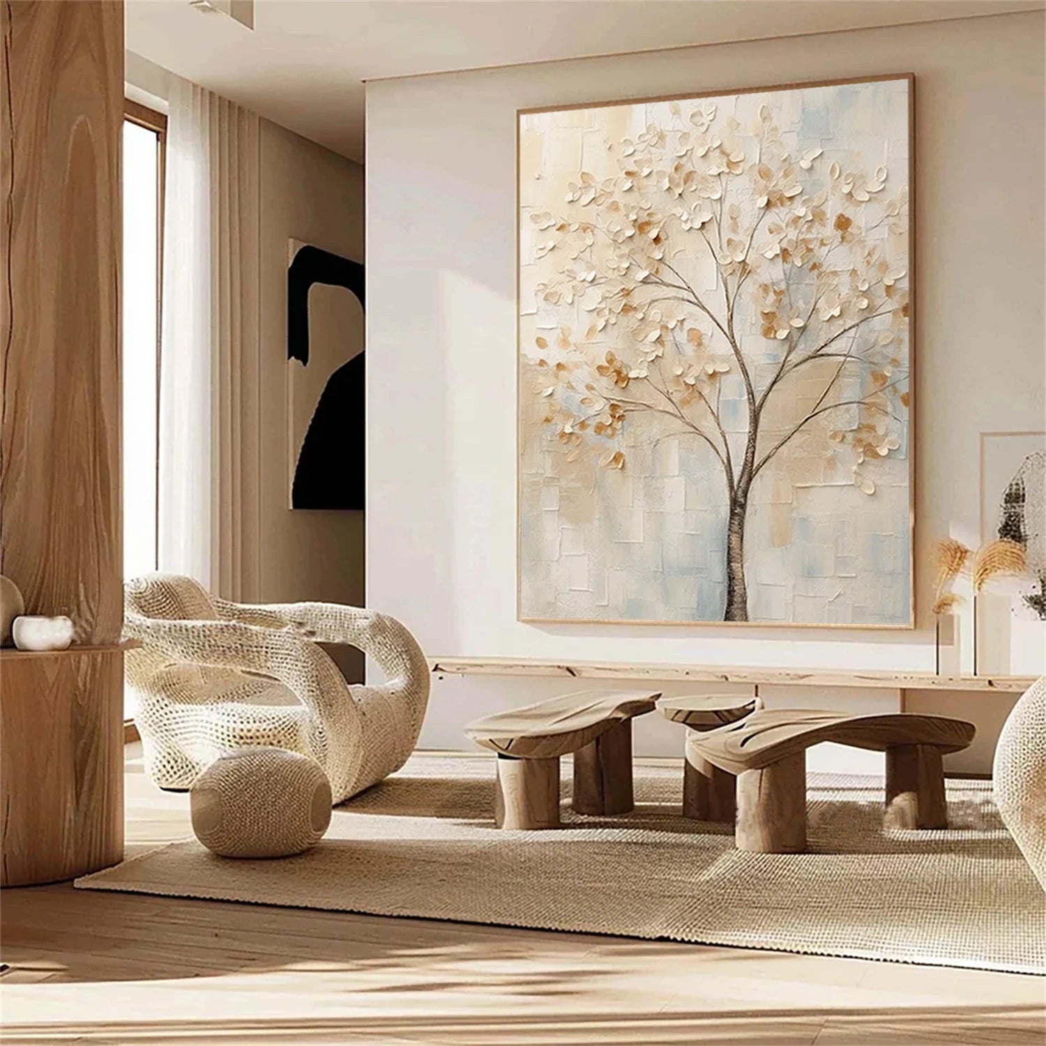 Flower and Tree Painting #FT 209 - Handmade Canvas Wall Art for Home & Office Decor