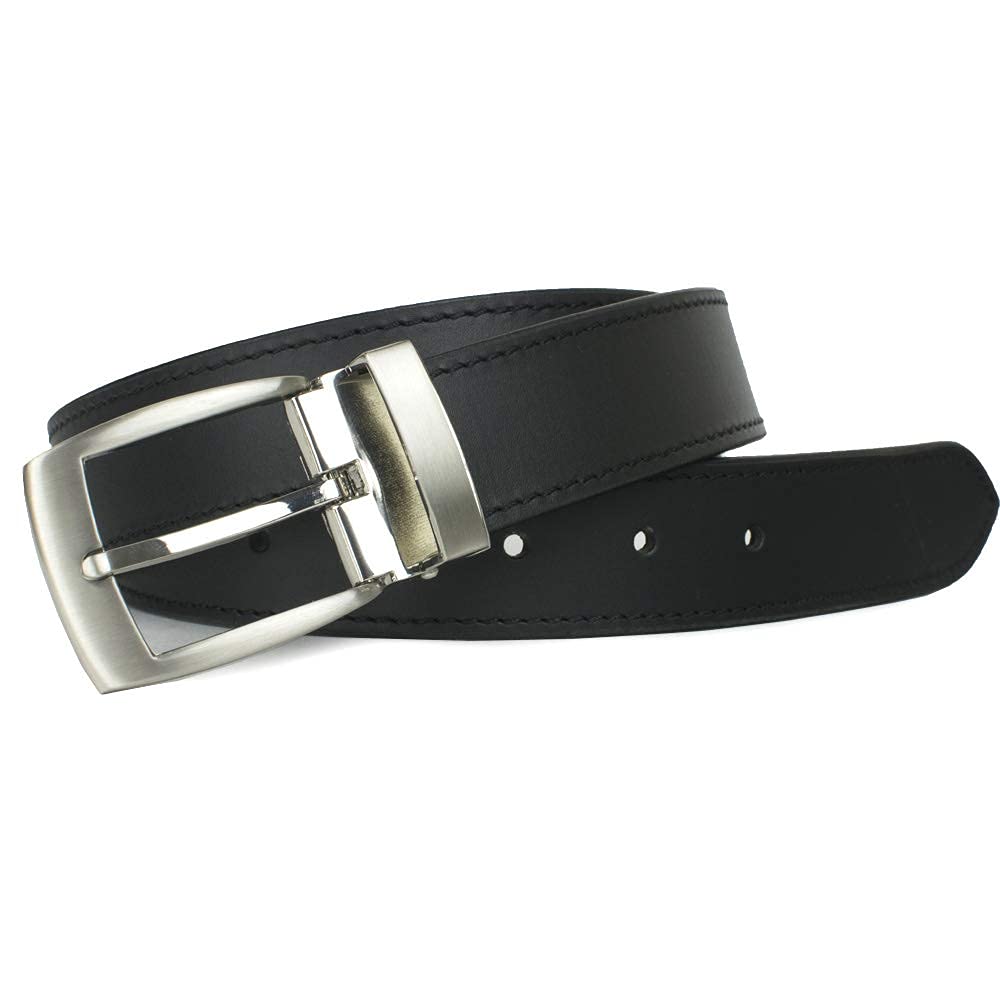 Premium Elk Knob Belt - Genuine Top Grain Leather Dress Belt with Nickel-Free Certified Buckle for Men | Formal Office Wear & Business Attire Accessories