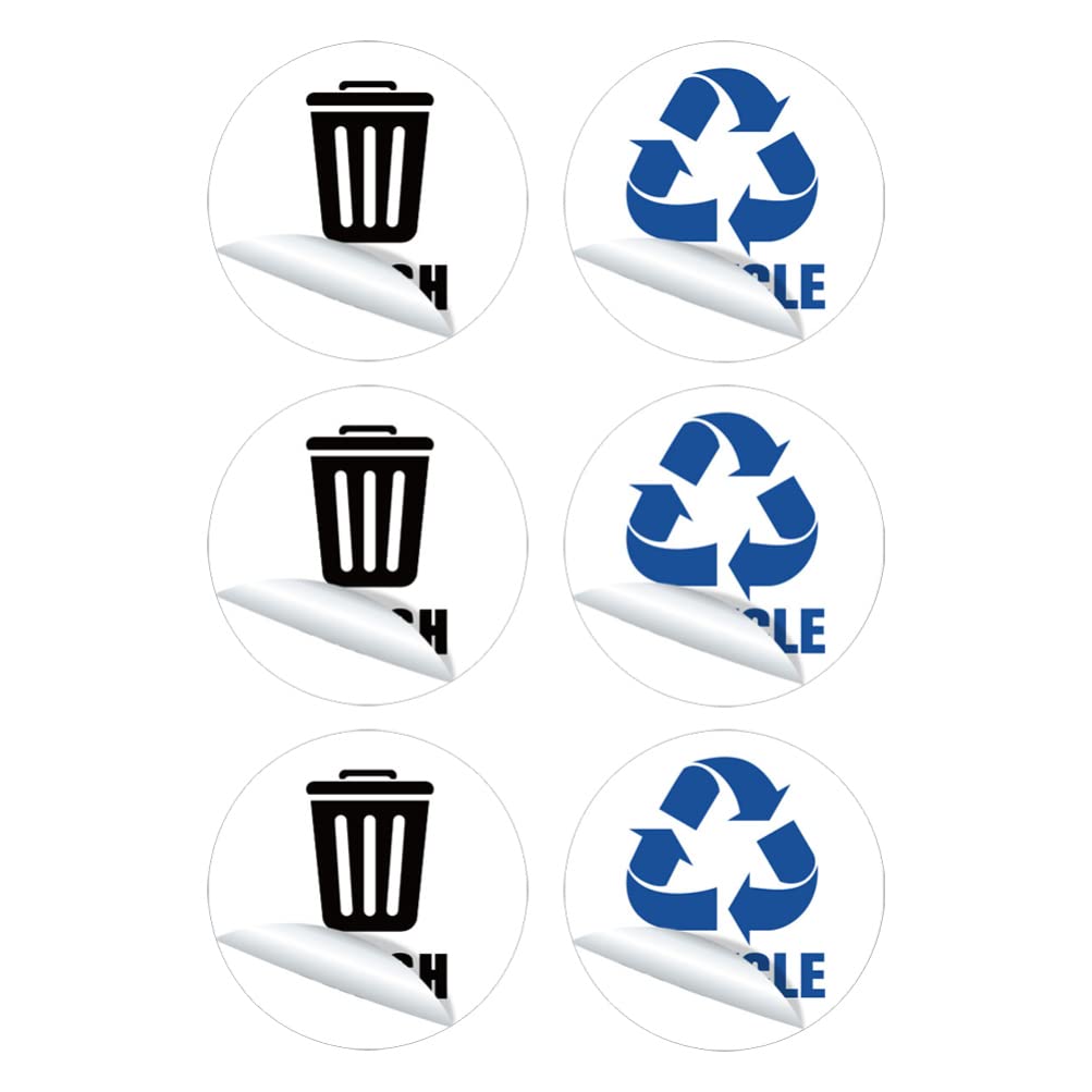 VOSAREA 6-Pack Magnetic Recycling Bin Signs - Round Self-Adhesive Vinyl Labels for Trash Cans, Laminated Durable Metal Signs for Indoor & Outdoor Use - Perfect for Home, Office, and Public Spaces
