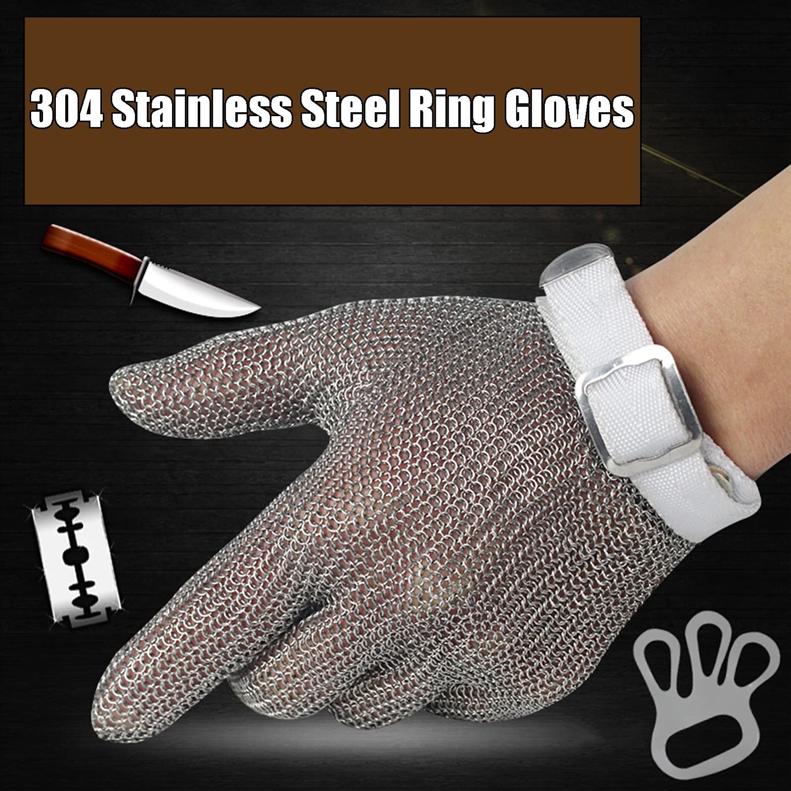 Stainless Steel Cut Resistant Gardening Gloves - Heavy Duty Safety Work Gloves for Outdoor, Butcher, Kitchen & Garden Use - Durable, Easy to Clean Protective Gloves (2-Pack, Size L) - Perfect for Landscaping, Food Prep & DIY Projects