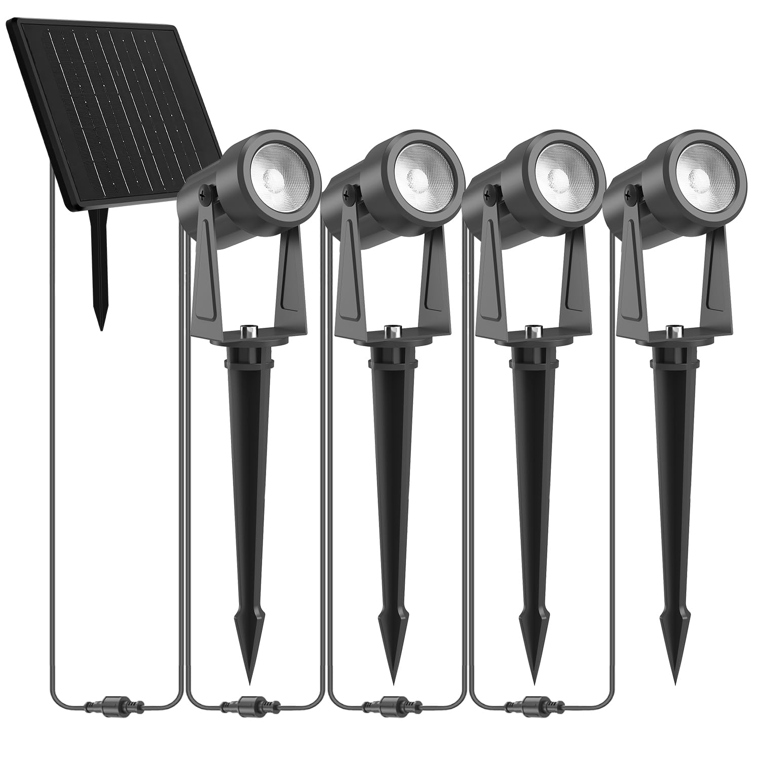 ZYAN Solar Spot Lights Outdoor Waterproof - 4 Pack Warm White LED Landscape Lighting for Yard, Garden, Lawn, Trees & Pool Areas | Auto On/Off, Black Housing | Perfect for Pathway, Patio & Backyard Decor