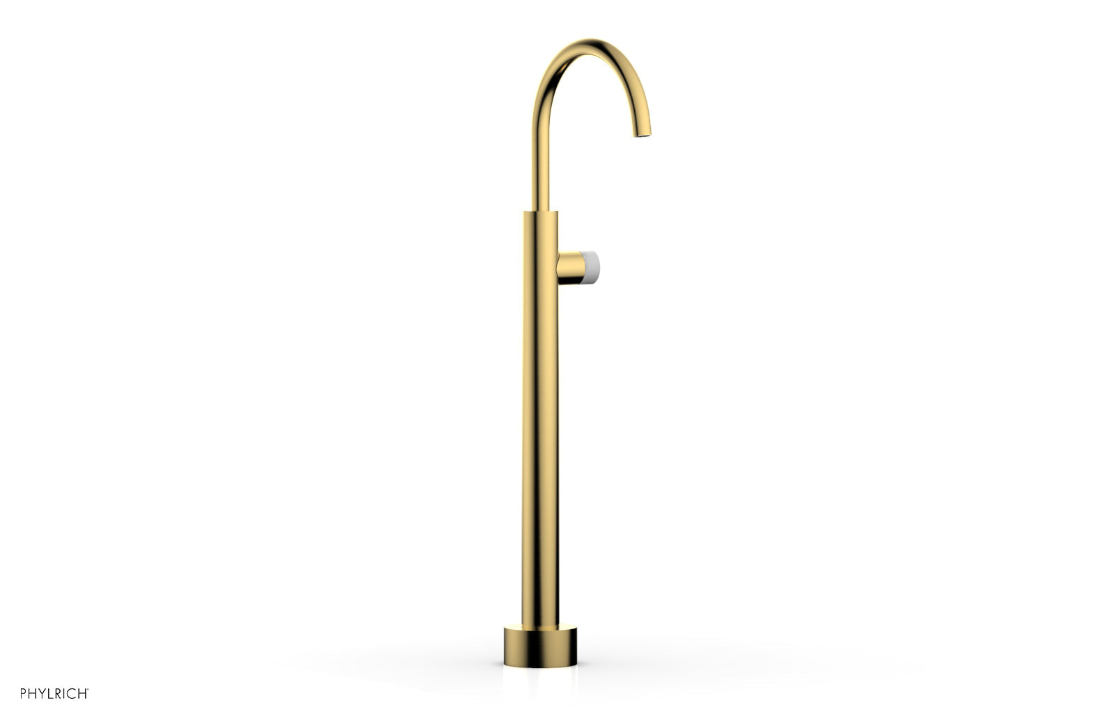 BASIC II Low Floor Mount Tub Filler with White Marble Handle - Model 230 47 04 - Perfect for Modern Bathroom Renovations and Spa-Like Bathtub Installations