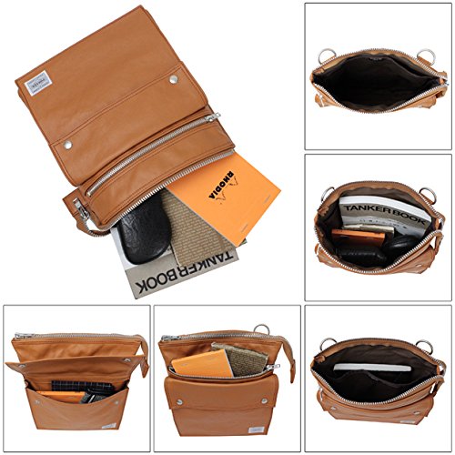 Yoshida Porter Freestyle Vertical Shoulder Bag 707-07145 - Lightweight Durable Crossbody Bag for Men & Women, Perfect for Travel, Work & Daily Commute (Camel)