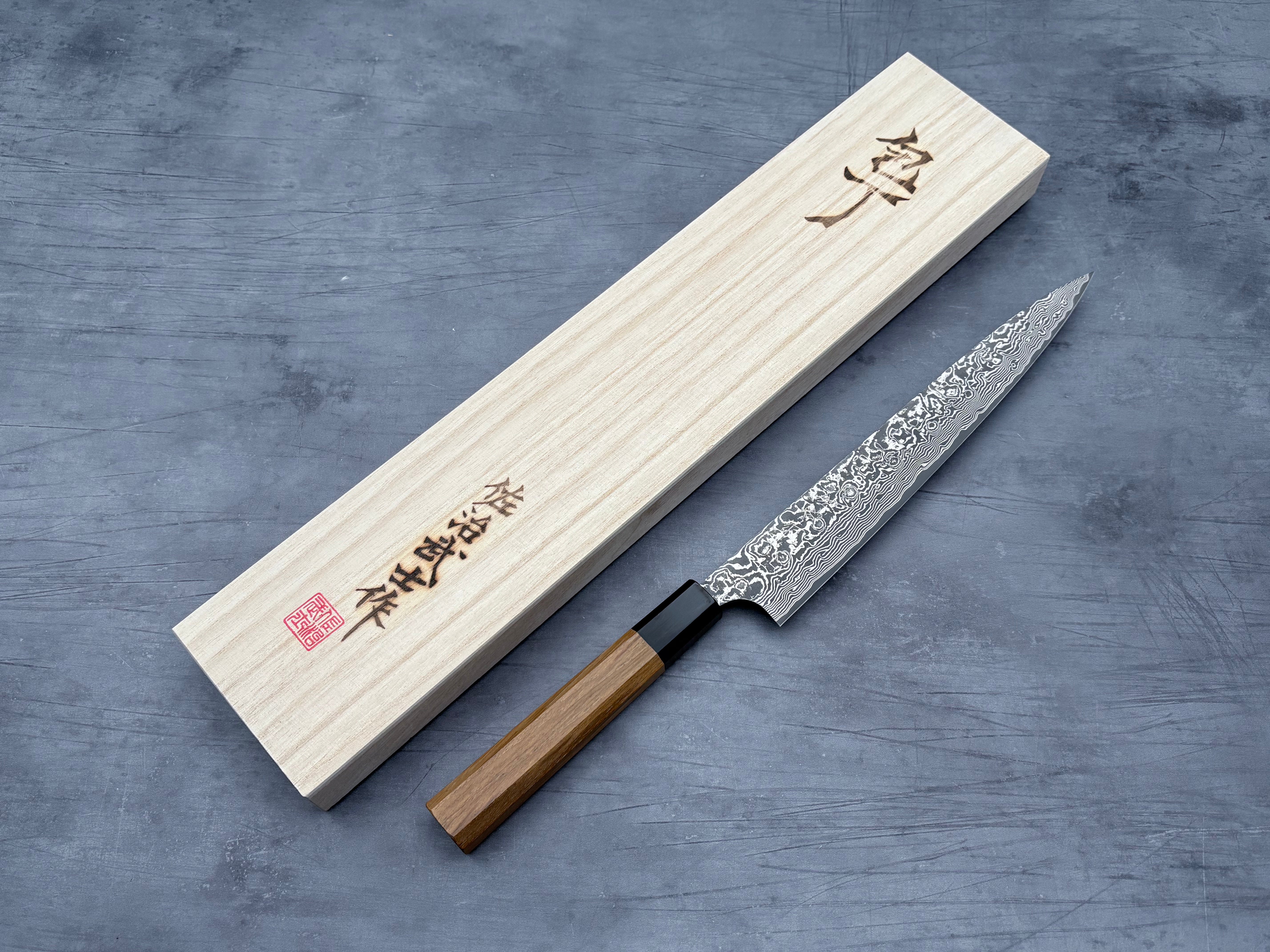 Premium Takeshi Saji R2 Damascus Sujihiki 240mm Japanese Chef Knife - High Carbon Steel, Razor Sharp Blade for Slicing Meat, Sushi & Precision Cutting - Perfect for Professional Chefs & Home Cooking Enthusiasts