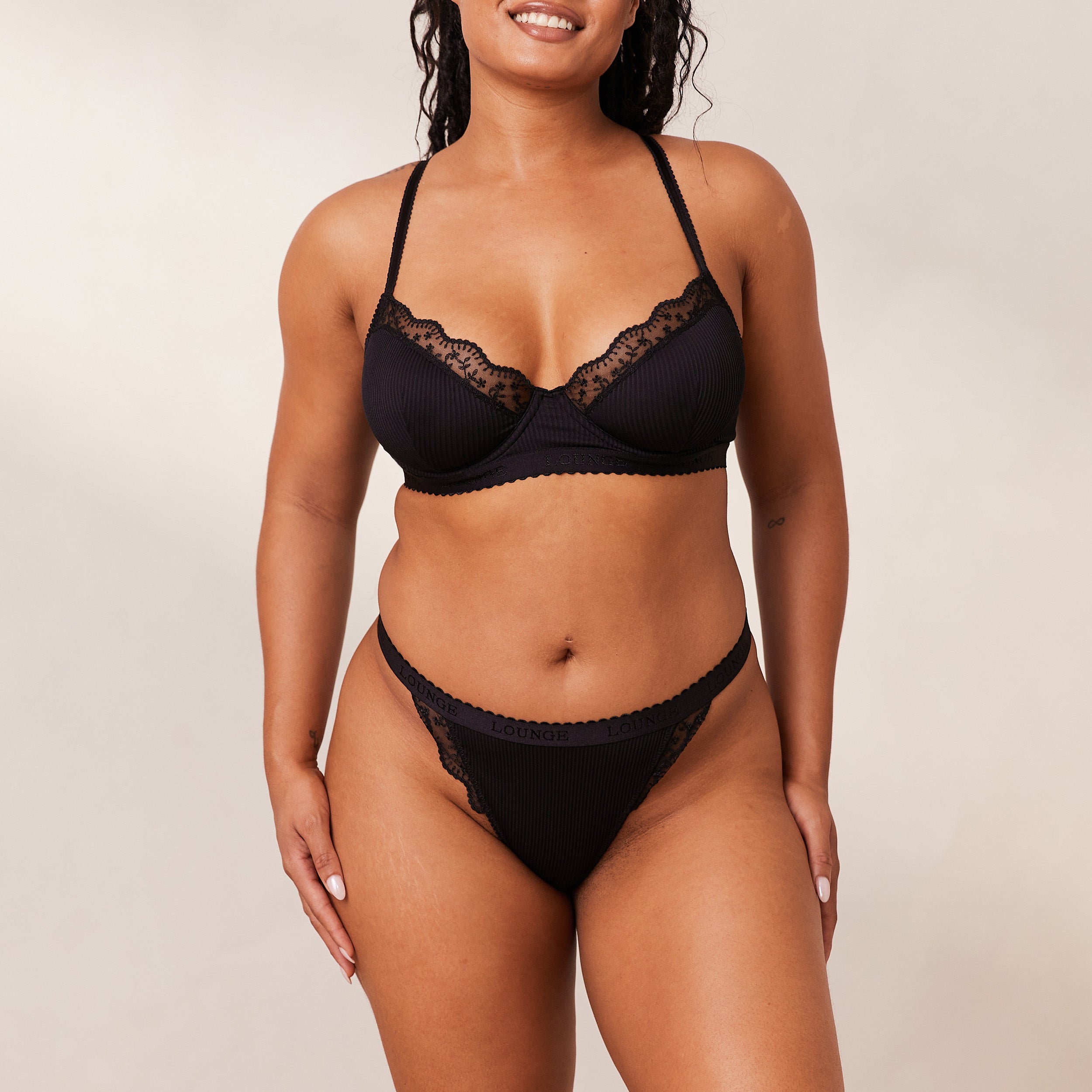 Ribbed Balcony Bra - Black Lace Underwire Push Up Bra for Women | Perfect for Everyday Wear, Date Nights & Special Occasions