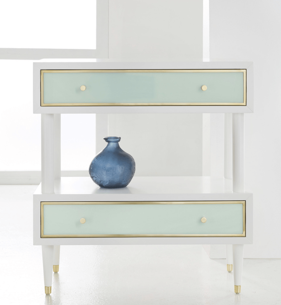 Seaglass Two-Tier Nightstand - Stylish and Functional Bedside Table for Bedroom Decor - Perfect for Small Spaces, Apartments, and Cozy Home Interiors